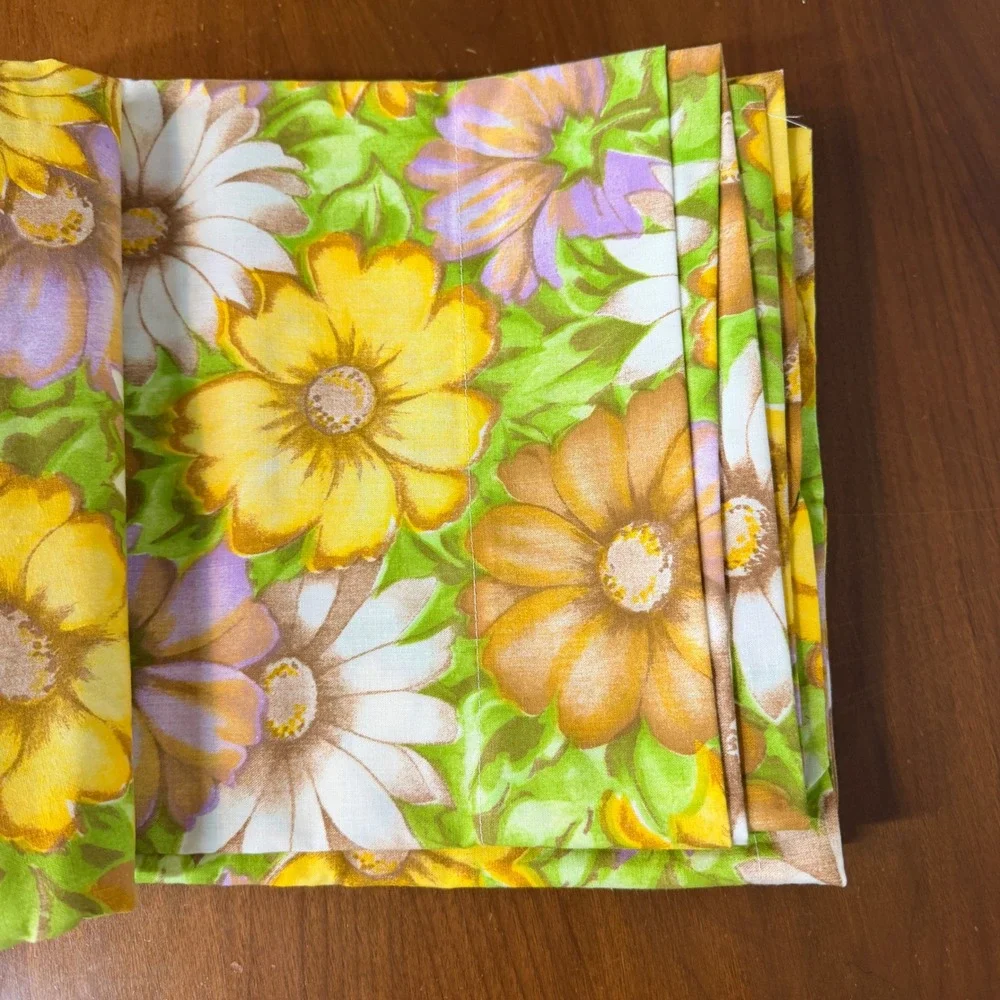 Monticello Cannon Flat Sheet Full Yellow Daisy Vintage Retro 70s No Iron Muslin